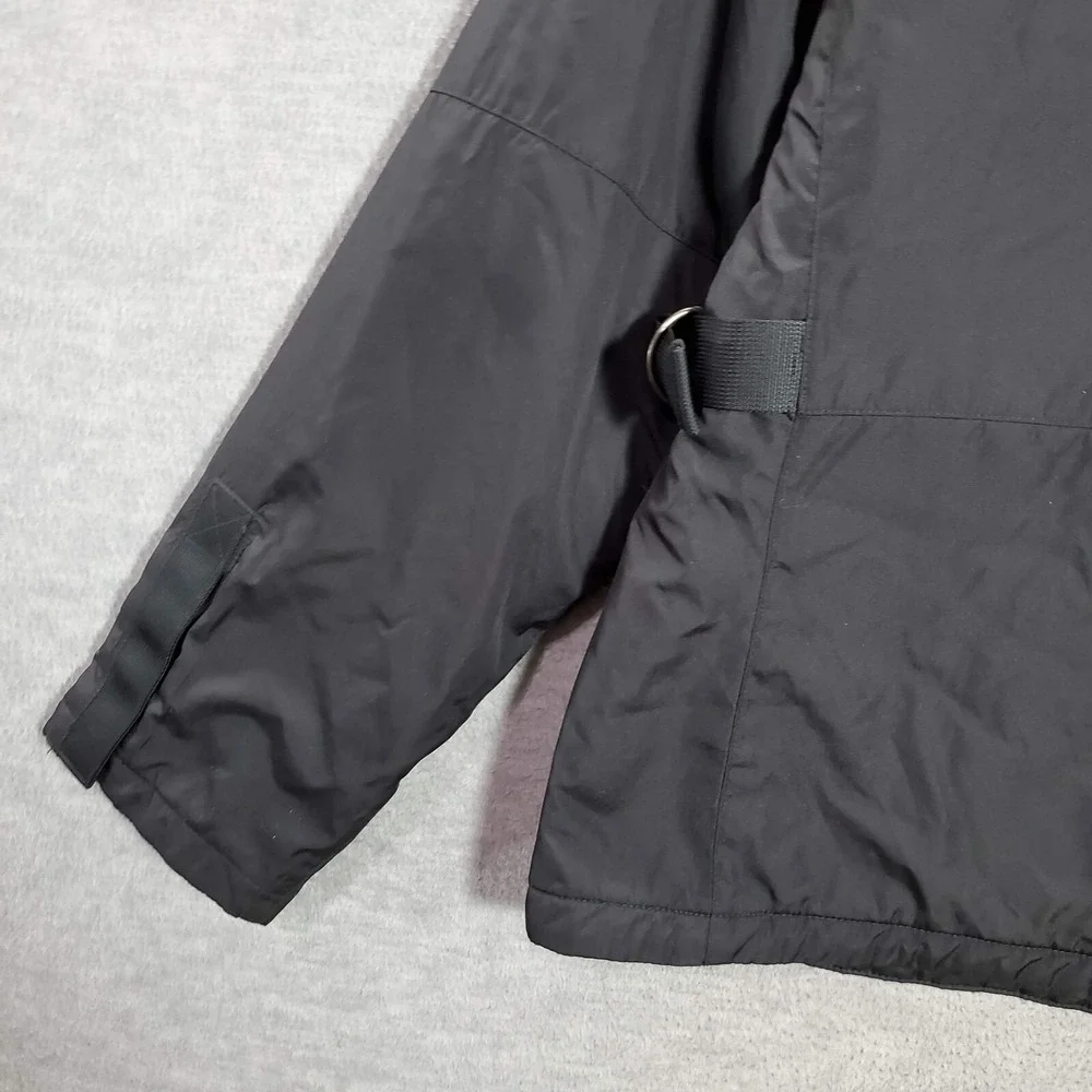 VINTAGE Nike‎ Women Jacket Large Black Y2K Logo Swoosh Full Zip Quilt Lined